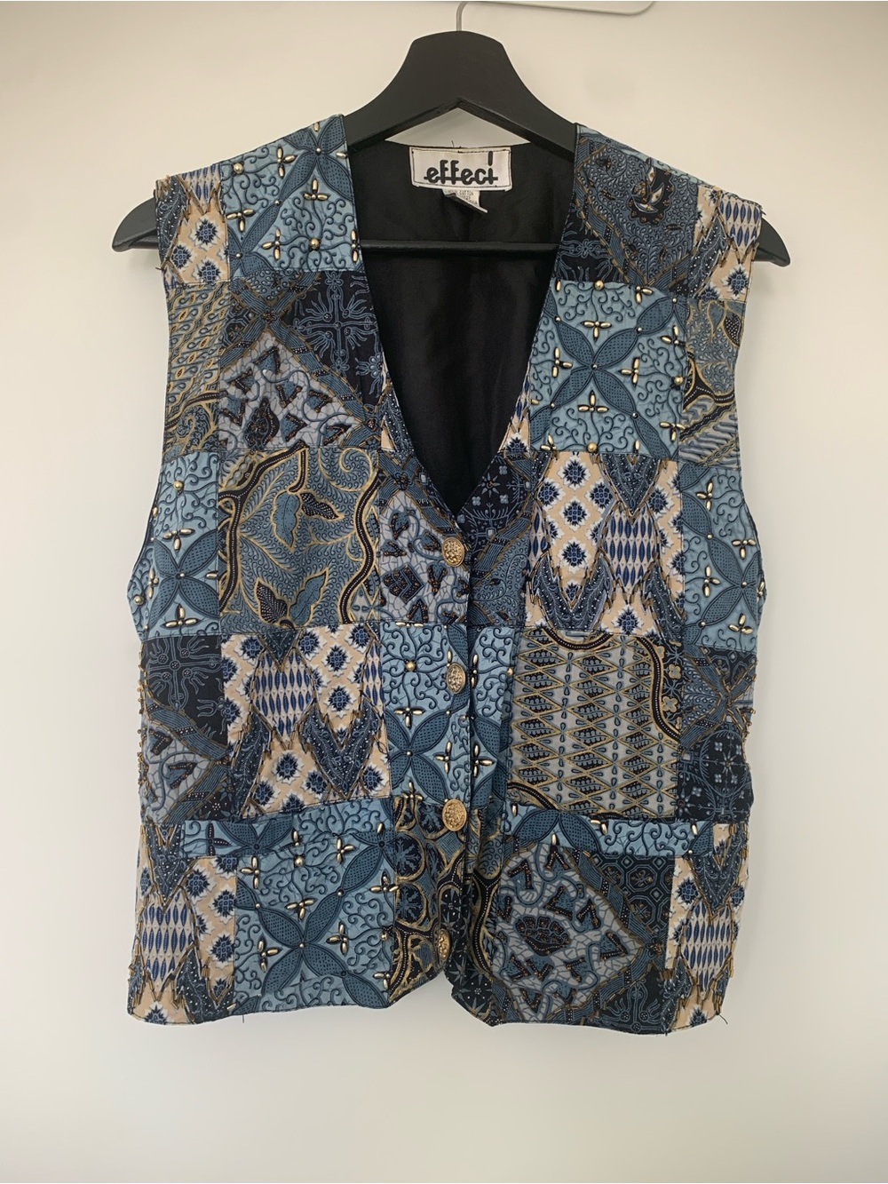 Vintage Effect Patchwork 100% cotton Embellished Vest